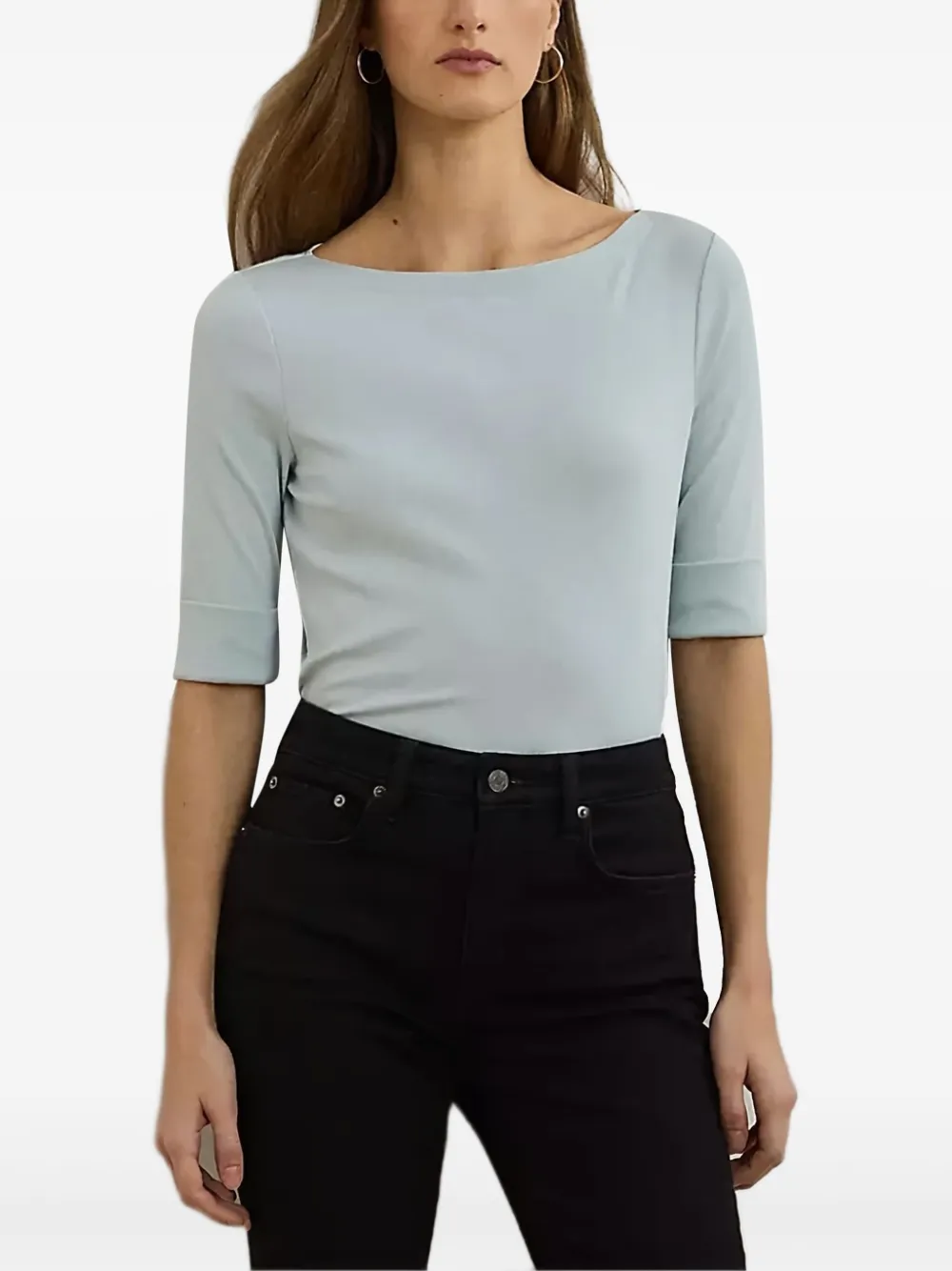 Футболка с рукавами три четверти и вырезом-лодочкой Lauren Ralph Lauren, синий 
Футболка с рукавами три четверти и вырезом-лодочкой Lauren Ralph Lauren, синий