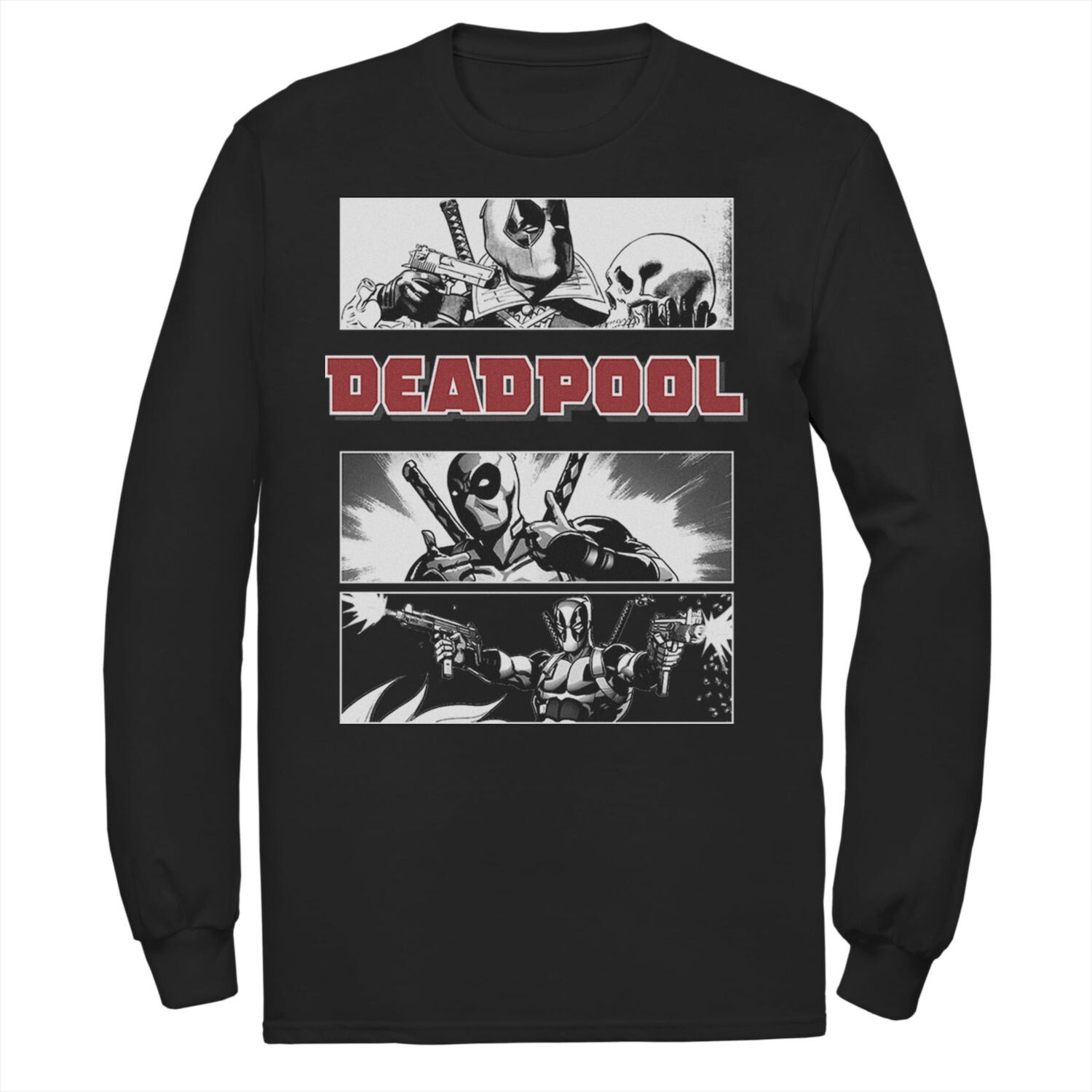 Мужская футболка с длинными рукавами и графическим рисунком с логотипом Marvel Deadpool и вставками в виде комиксов
Мужская футболка с длинными рукавами и графическим рисунком с логотипом Marvel Deadpool и вставками в виде комиксов