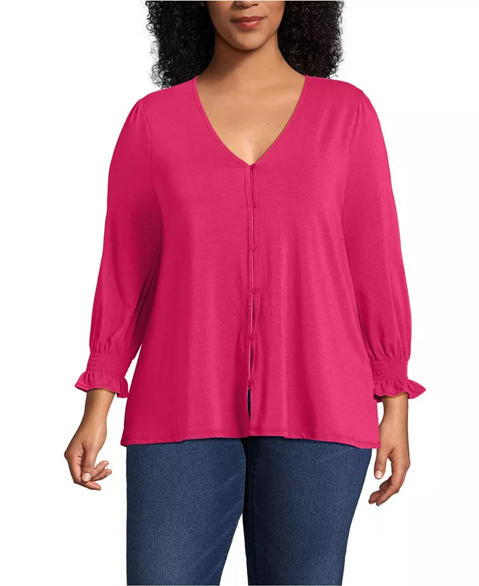 Женская блуза с коротким рукавом из легкого джерси на пуговицах, размер plus size Lands' End, красный
Женская блуза с коротким рукавом из легкого джерси на пуговицах, размер plus size Lands' End, красный