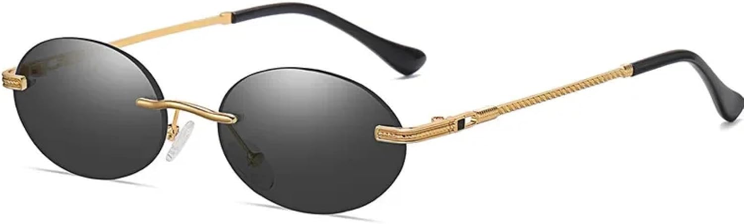 Ретро овальные солнцезащитные очки без оправы для мужчин, синие зеркальные, золотистые металлические, мужские круглые очки без оправы для женщин, защита от УФ-излучения UV400 SZVVBKK, Gold Black
Ретро овальные солнцезащитные очки без оправы для мужчин, синие зеркальные, золотистые металлические, мужские круглые очки без оправы для женщин, защита от УФ-излучения UV400 SZVVBKK, Gold Black