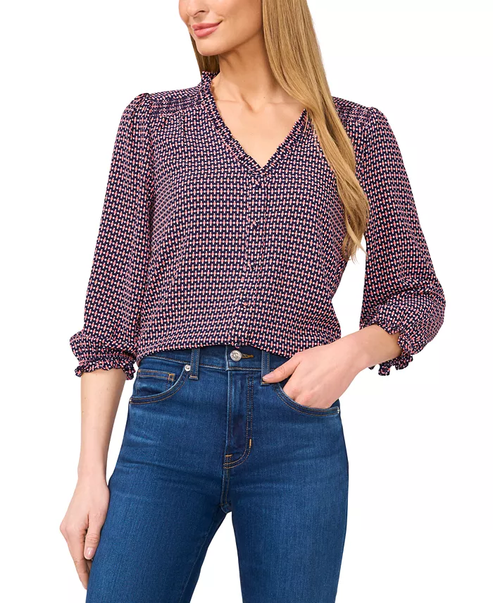 Женская блузка с рюшами, V-образным вырезом и застежкой на пуговицы CeCe, оранжевый
Женская блузка с рюшами, V-образным вырезом и застежкой на пуговицы CeCe, оранжевый