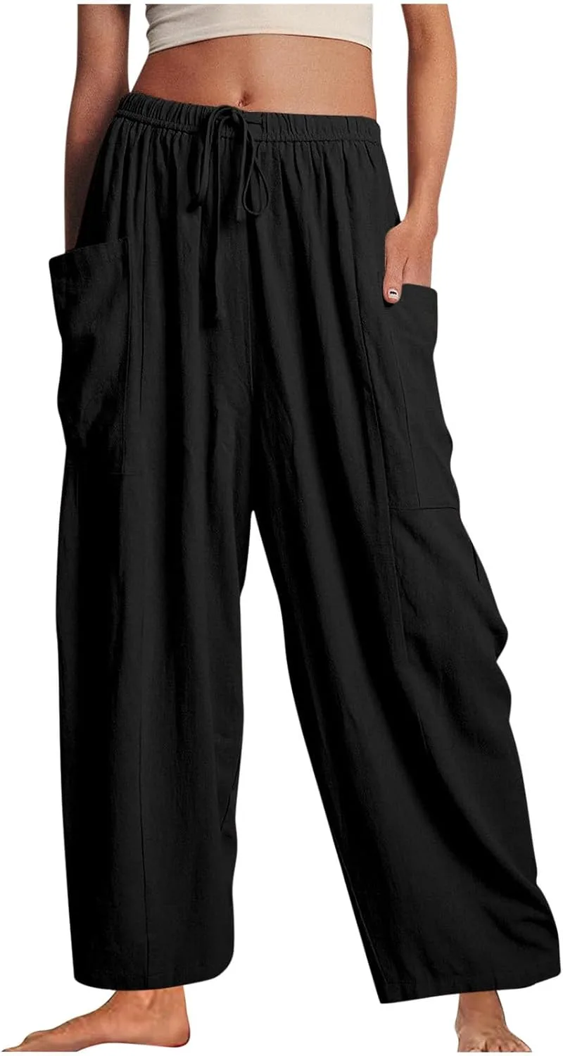 Женские палаццо, летние брюки бохо с широкими штанинами, высокая талия, карманы CHGBMOK
Женские палаццо, летние брюки бохо с широкими штанинами, высокая талия, карманы CHGBMOK