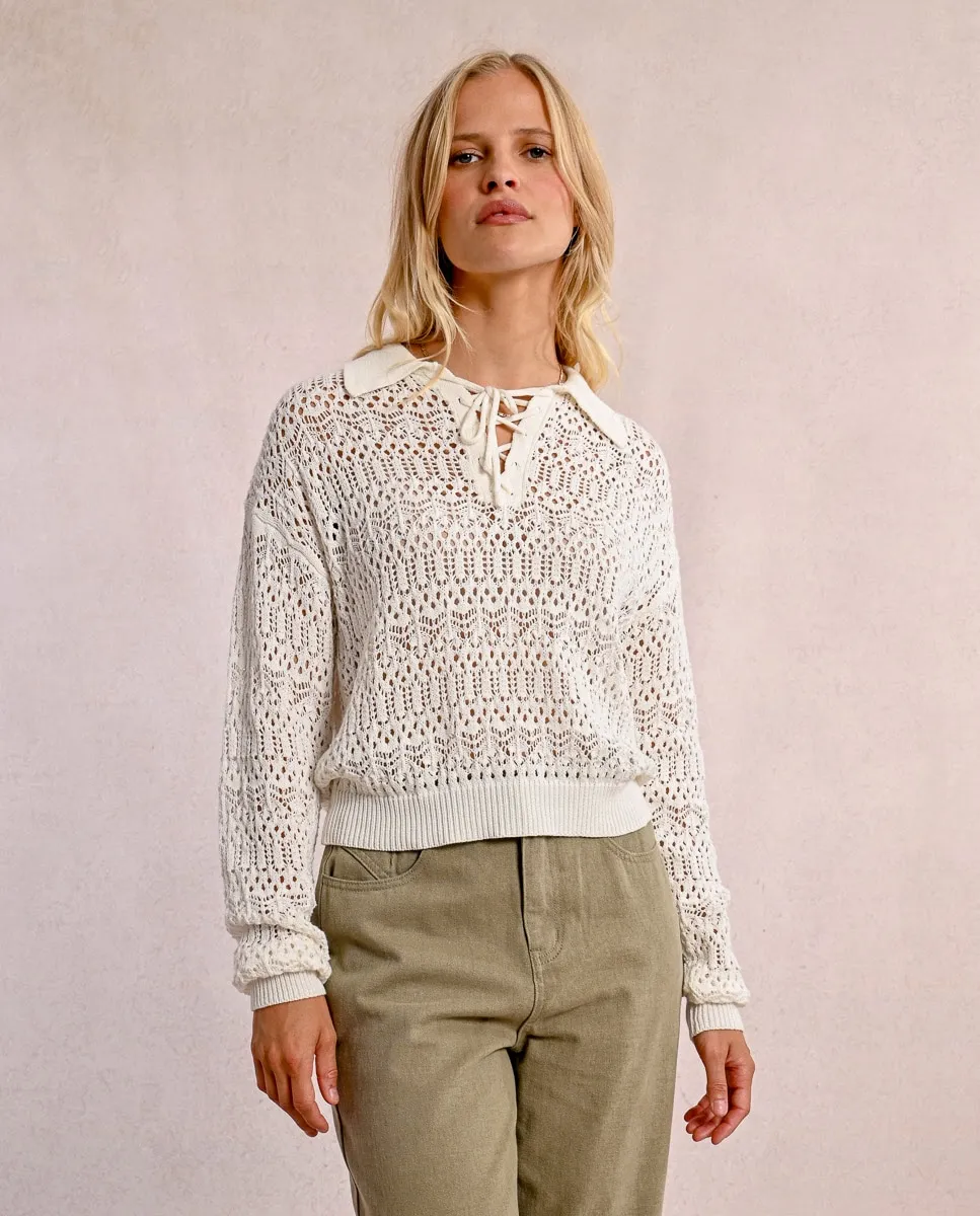 Женский ажурный свитер с завязанным горлом Molly Bracken, цвет Crudo
Женский ажурный свитер с завязанным горлом Molly Bracken, цвет Crudo