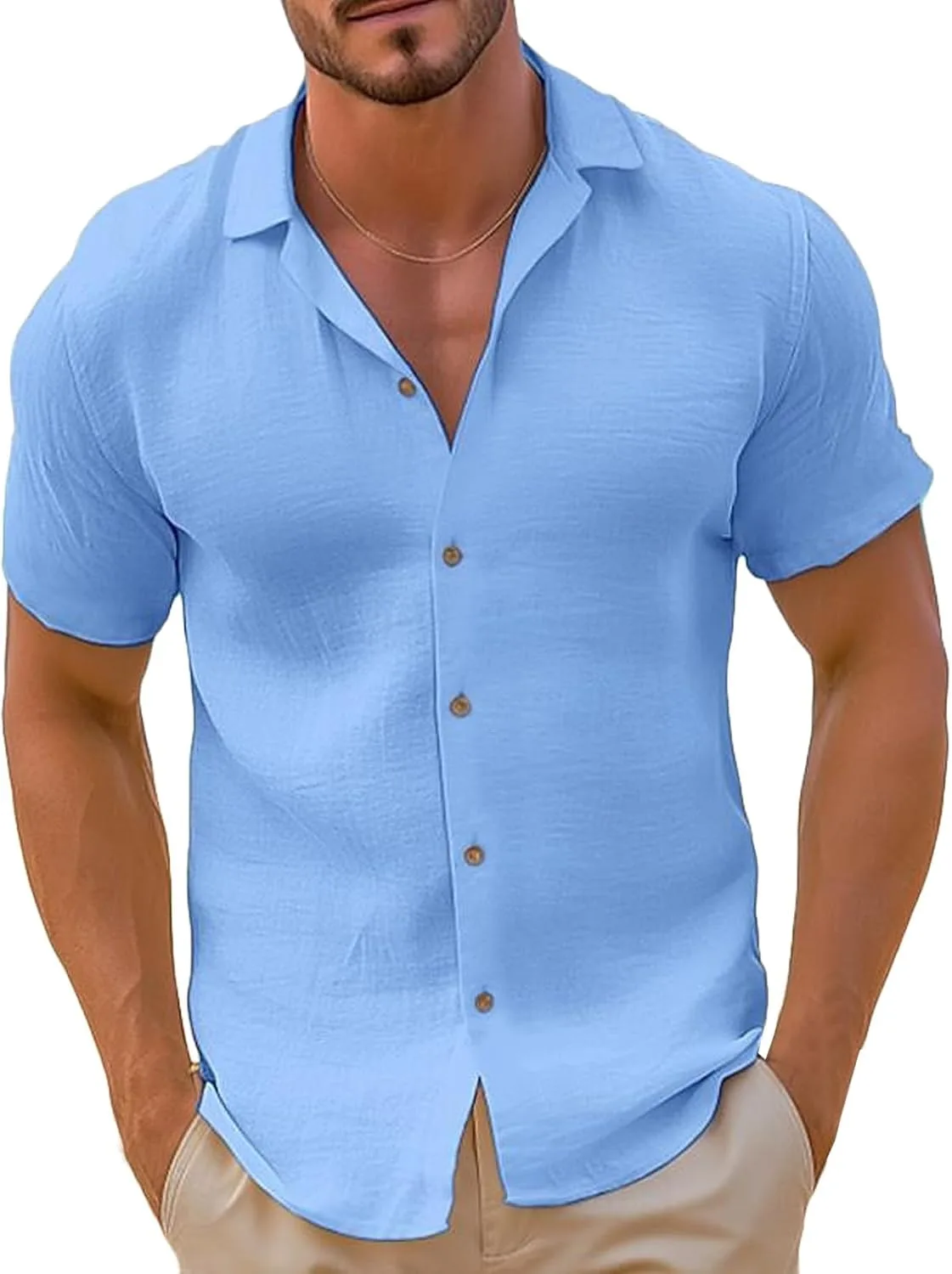 Мужская рубашка из льна Regular Fit с коротким рукавом
Мужская рубашка из льна Regular Fit с коротким рукавом