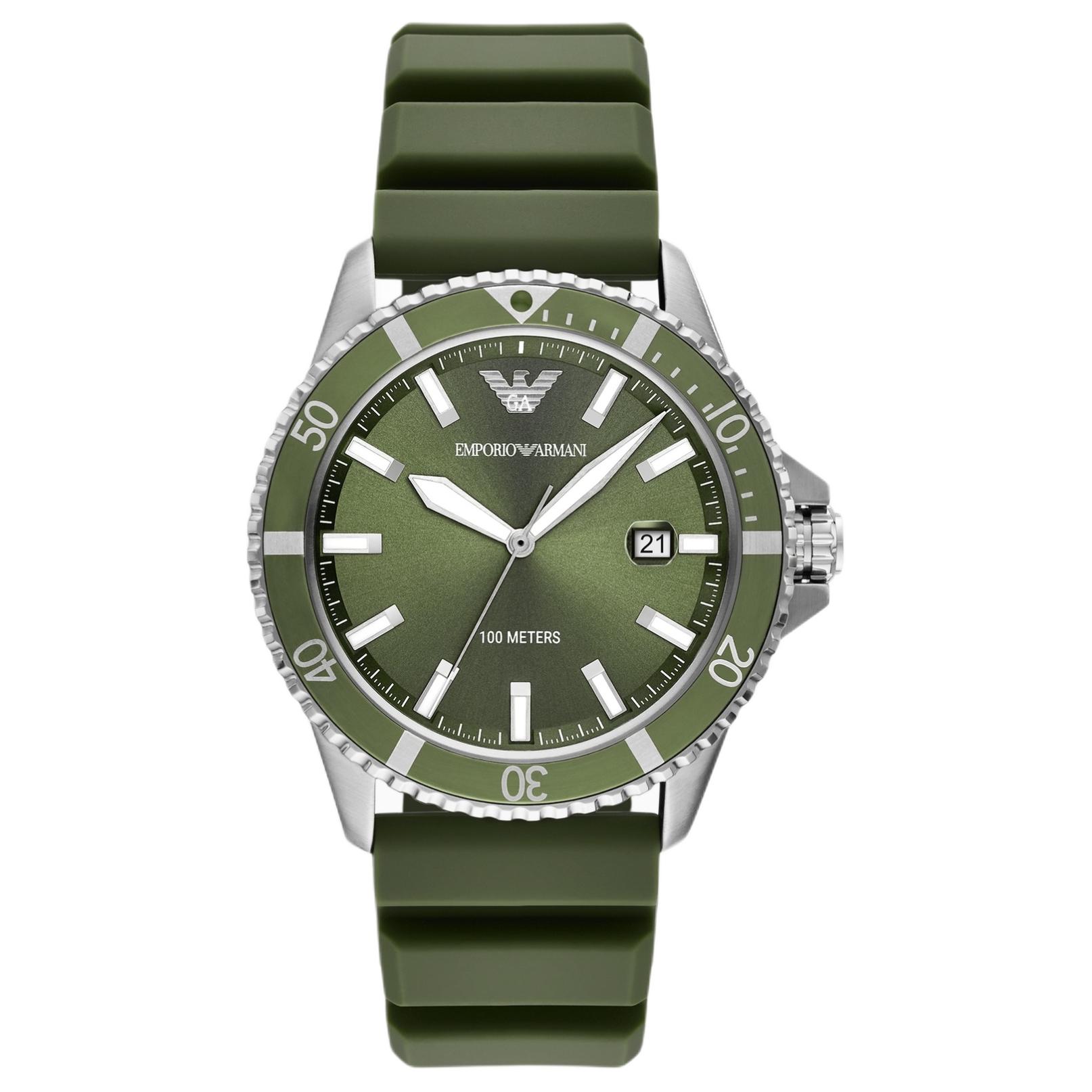Исследователь мира с тремя стрелками и датой на зеленом силиконовом ремешке EMPORIO ARMANI
Исследователь мира с тремя стрелками и датой на зеленом силиконовом ремешке EMPORIO ARMANI