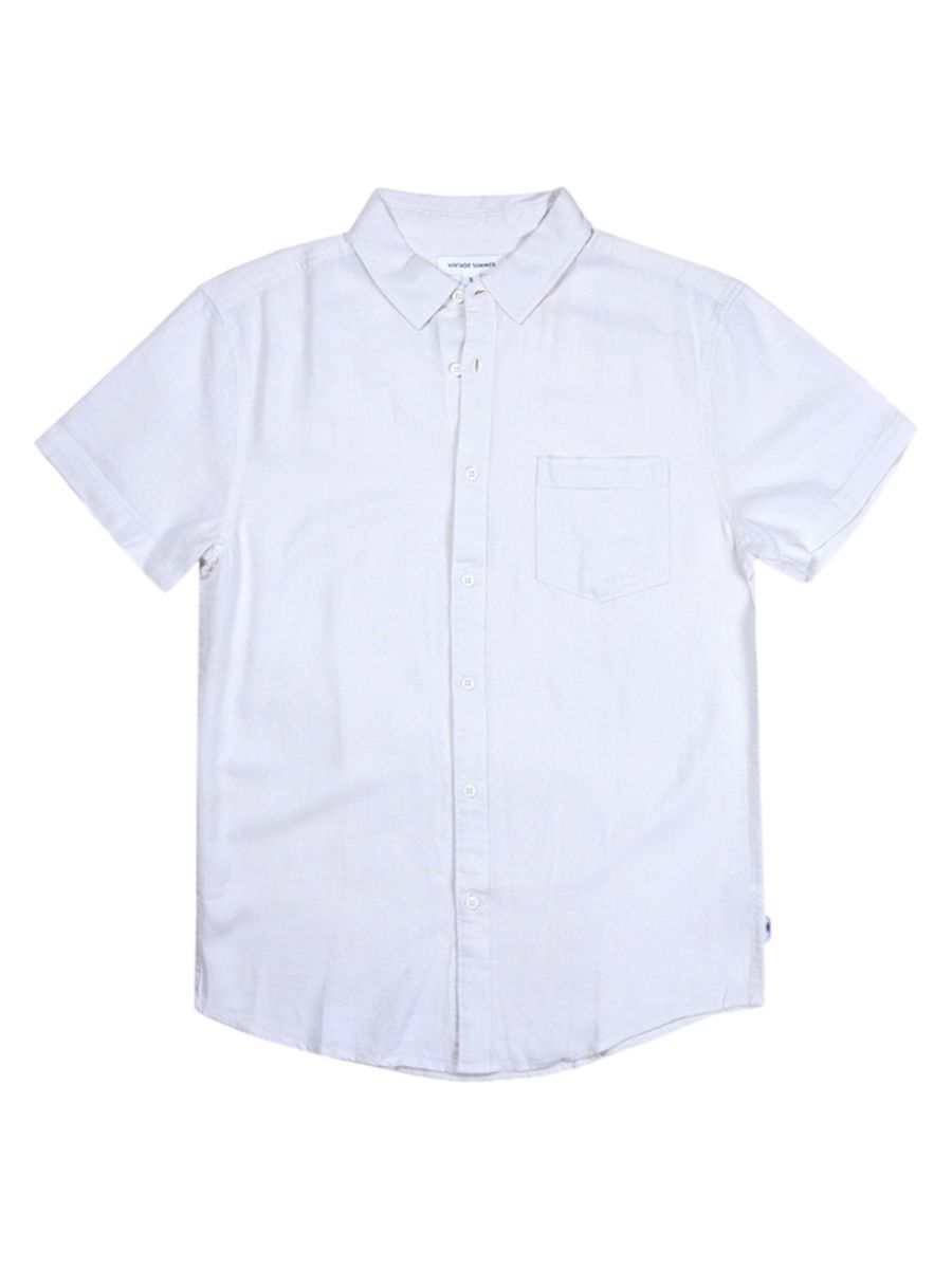 Рубашка с коротким рукавом из льняной смеси Vintage Summer, белый 
Рубашка с коротким рукавом из льняной смеси Vintage Summer, белый