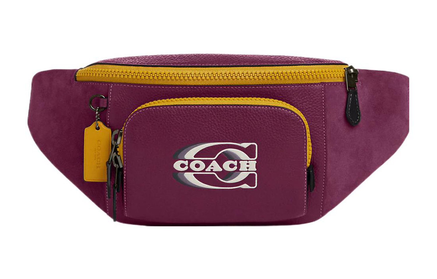 COACH Текстурированная кожаная сумка через плечо с элементами из телячьей кожи поясная сумка темная ягода