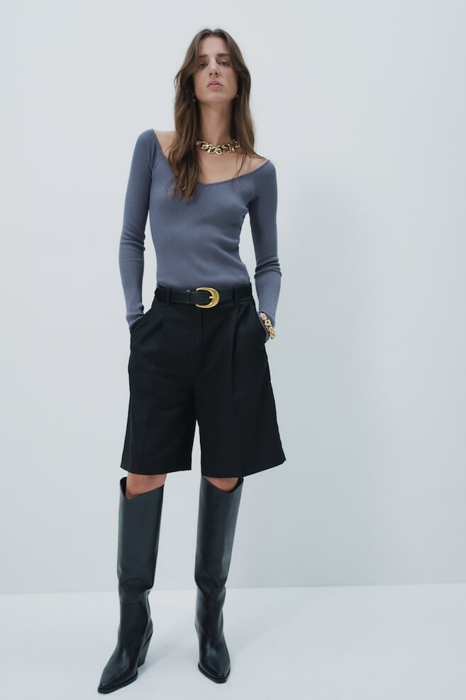 Рубашка с открытыми плечами H&M, синий
Рубашка с открытыми плечами H&M, синий