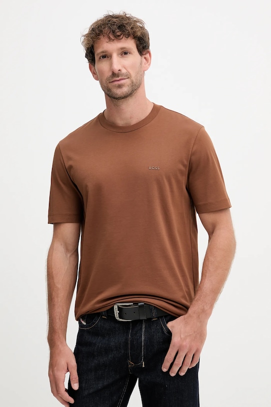 Хлопковая футболка Boss, коричневый
Хлопковая футболка Boss, коричневый