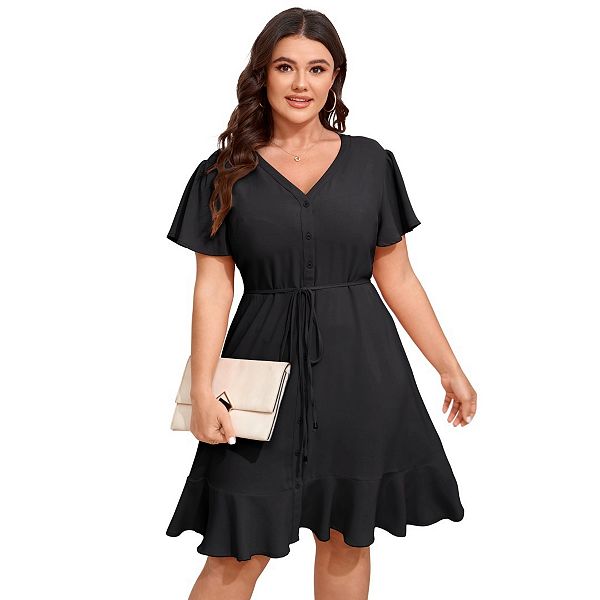 Платье-рубашка casual для женщин Plus size с V-образным вырезом, поясом, коротким рукавом и бантом Boddysize, Black
Платье-рубашка casual для женщин Plus size с V-образным вырезом, поясом, коротким рукавом и бантом Boddysize, Black