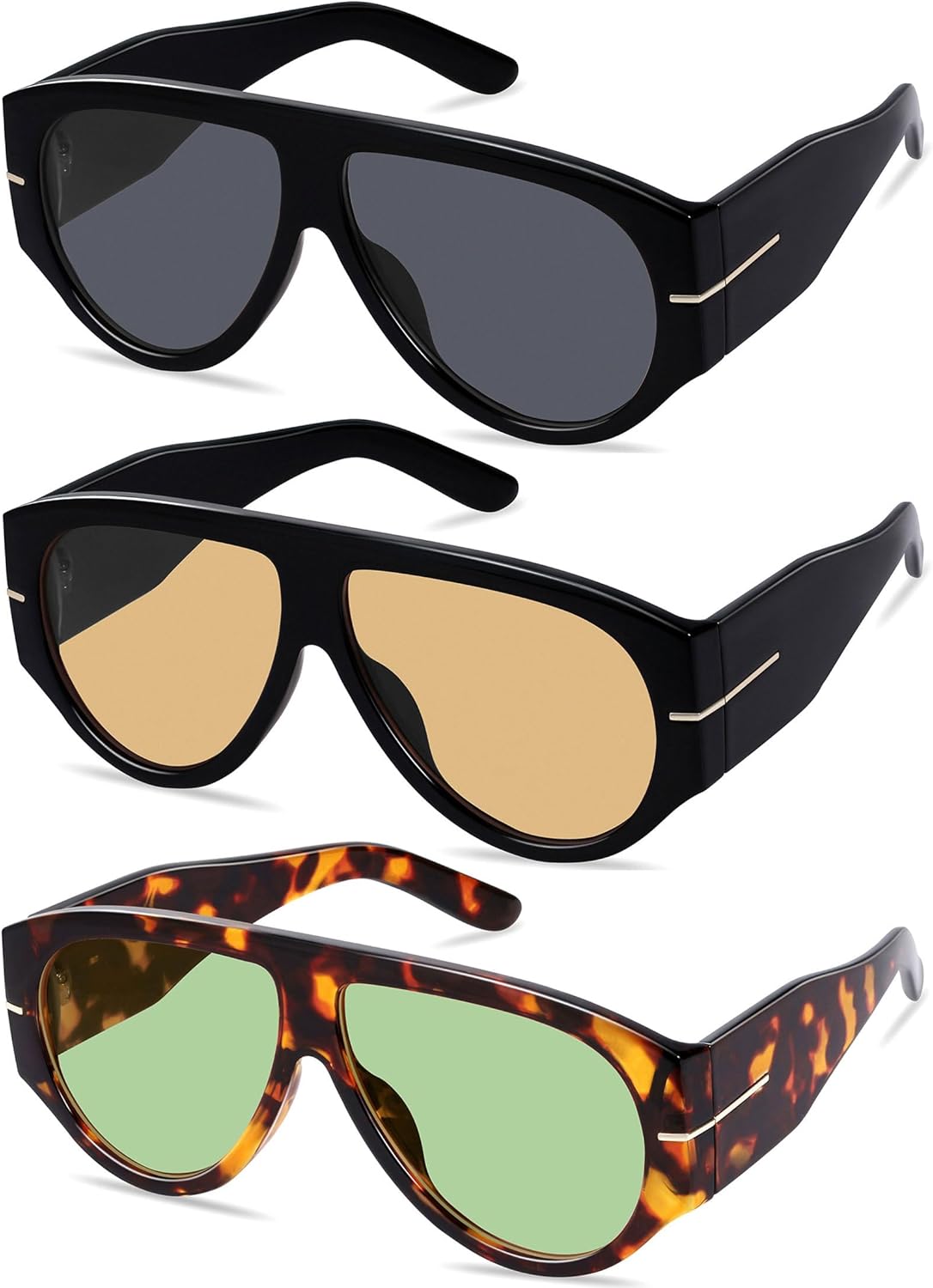 Большие ретро-солнцезащитные очки-авиаторы для женщин и мужчин, тренд 70-х, толстые, классический винтажный стиль YMRFW, 3pack (Black/Grey+black/Champagne+tortoise/Light Green)
Большие ретро-солнцезащитные очки-авиаторы для женщин и мужчин, тренд 70-х, толстые, классический винтажный стиль YMRFW, 3pack (Black/Grey+black/Champagne+tortoise/Light Green)