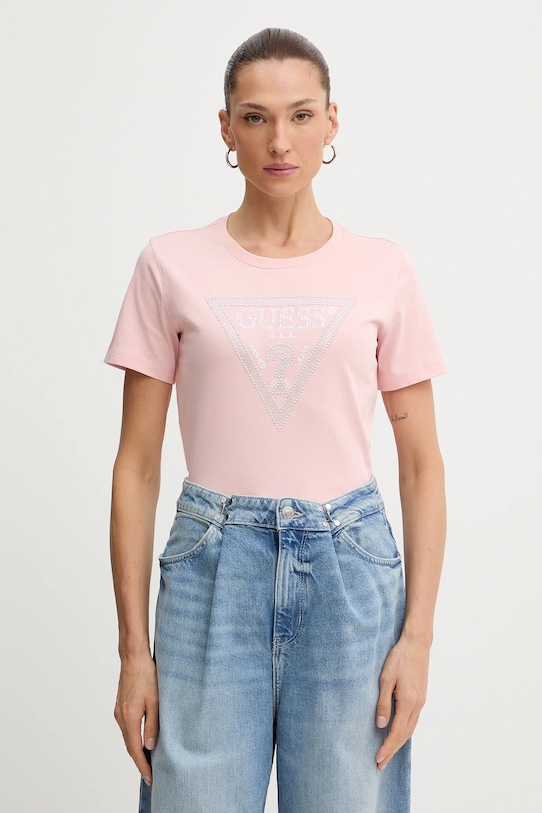 Хлопковая футболка Guess, розовый
Хлопковая футболка Guess, розовый