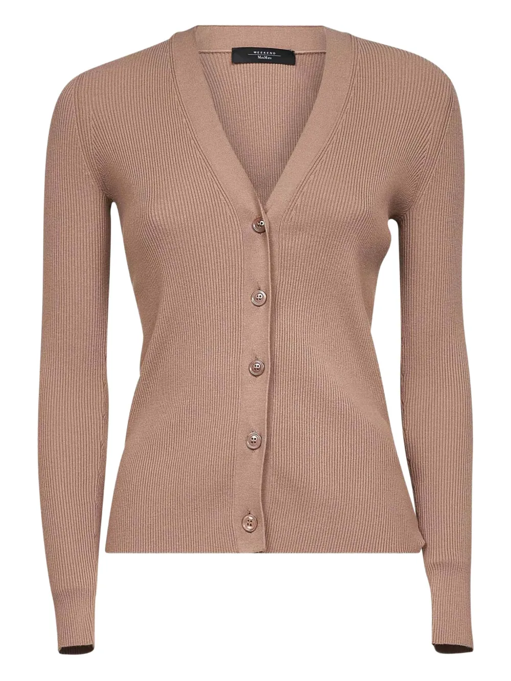 Кардиган с V-образным вырезом в рубчик Weekend Max Mara, нейтральный
Кардиган с V-образным вырезом в рубчик Weekend Max Mara, нейтральный