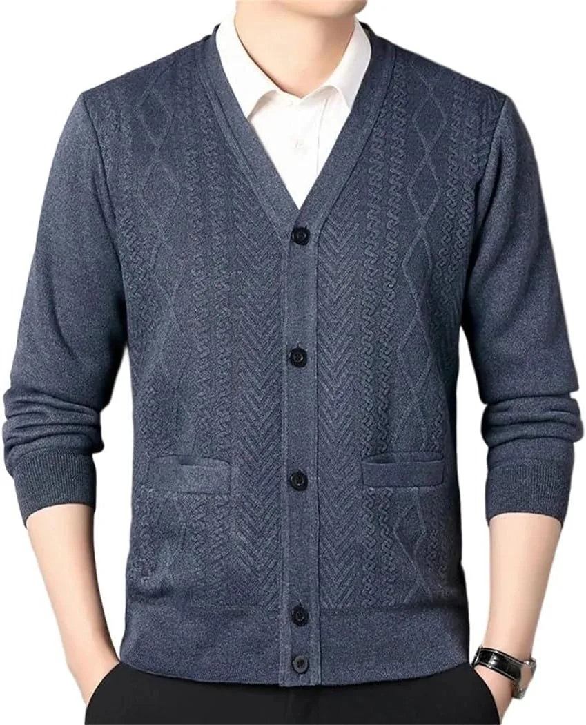 Мужской кардиган V-образного выреза на пуговицах
Мужской кардиган V-образного выреза на пуговицах