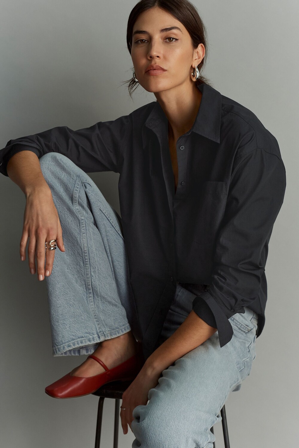 Хлопковая рубашка оверсайз Next, черный
Хлопковая рубашка оверсайз Next, черный