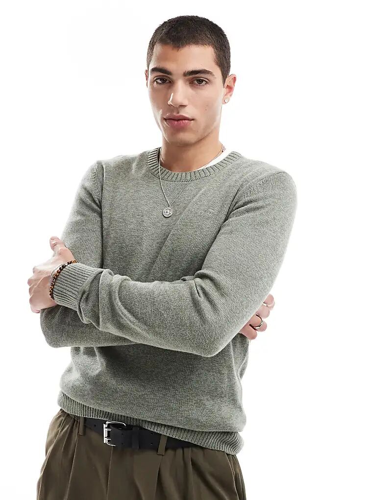 Вязаный свитер цвета хаки Hollister с логотипом бренда
Вязаный свитер цвета хаки Hollister с логотипом бренда