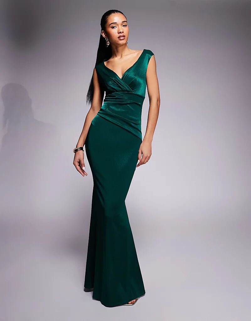 Платье макси Goddiva Satin с открытыми плечами изумрудно-зеленого цвета
Платье макси Goddiva Satin с открытыми плечами изумрудно-зеленого цвета