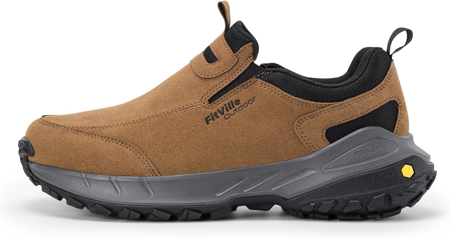 Мужские кроссовки FitVille с широким размером для походов и прогулок, лоферы для треккинга с поддержкой свода стопы, Нескользящие, Широкий носок, хаки
Мужские кроссовки FitVille с широким размером для походов и прогулок, лоферы для треккинга с поддержкой свода стопы, Нескользящие, Широкий носок, хаки