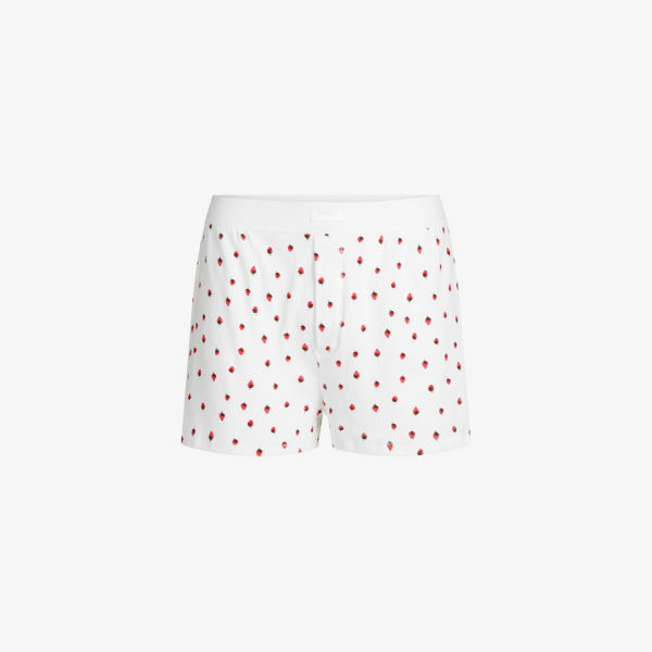 Шорты из хлопкового джерси с ребристым принтом Skims, цвет snow strawberry print
Шорты из хлопкового джерси с ребристым принтом Skims, цвет snow strawberry print