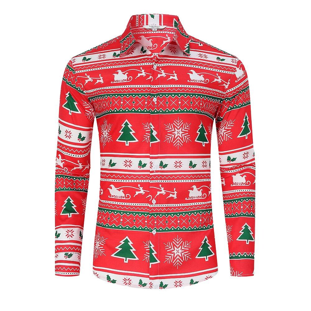 Мужские рождественские гавайские рубашки на пуговицах, уродливые рождественские рубашки с длинными рукавами для рождественских каникул Kojooin, красный
Мужские рождественские гавайские рубашки на пуговицах, уродливые рождественские рубашки с длинными рукавами для рождественских каникул Kojooin, красный