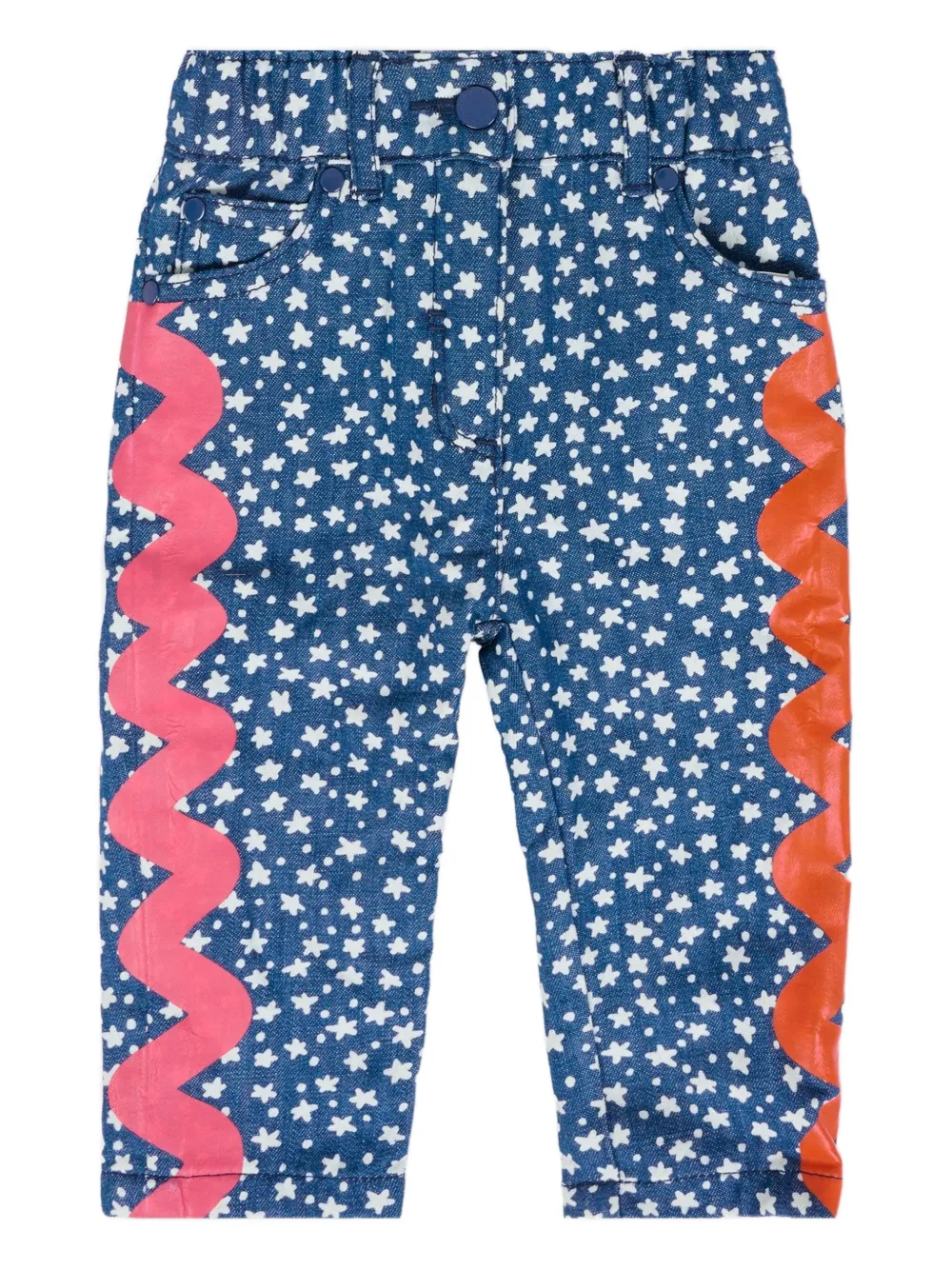 Джинсы с волнистым принтом в виде звезд Stella McCartney Kids, синий 
Джинсы с волнистым принтом в виде звезд Stella McCartney Kids, синий