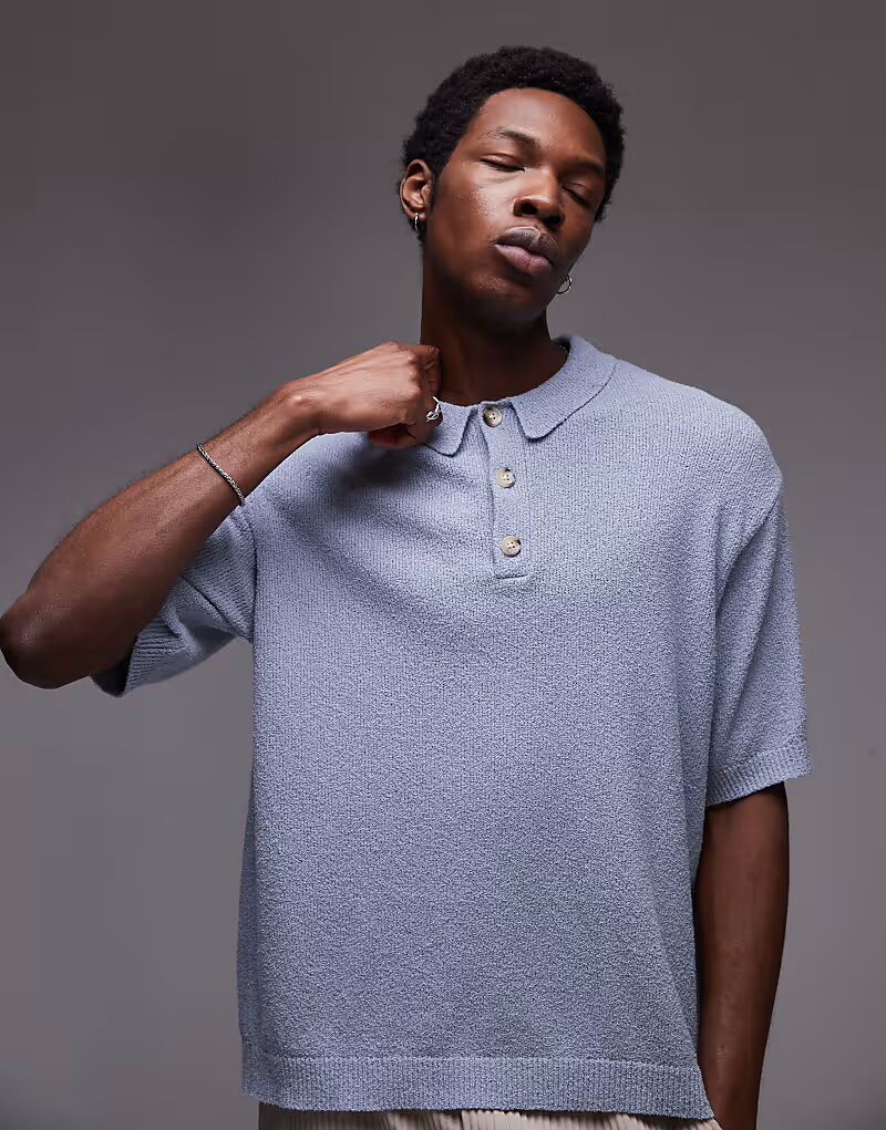 Трикотажная рубашка Topman из букле синего цвета с пуговицами
Трикотажная рубашка Topman из букле синего цвета с пуговицами