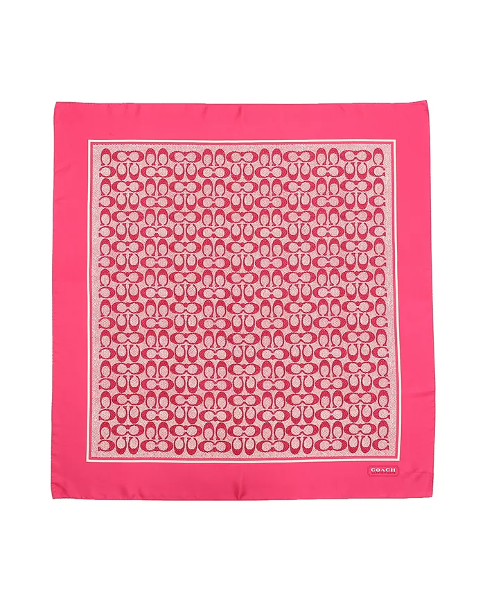 Женский квадратный шелковый шарф Vintage Signature Print COACH, розовый 
Женский квадратный шелковый шарф Vintage Signature Print COACH, розовый