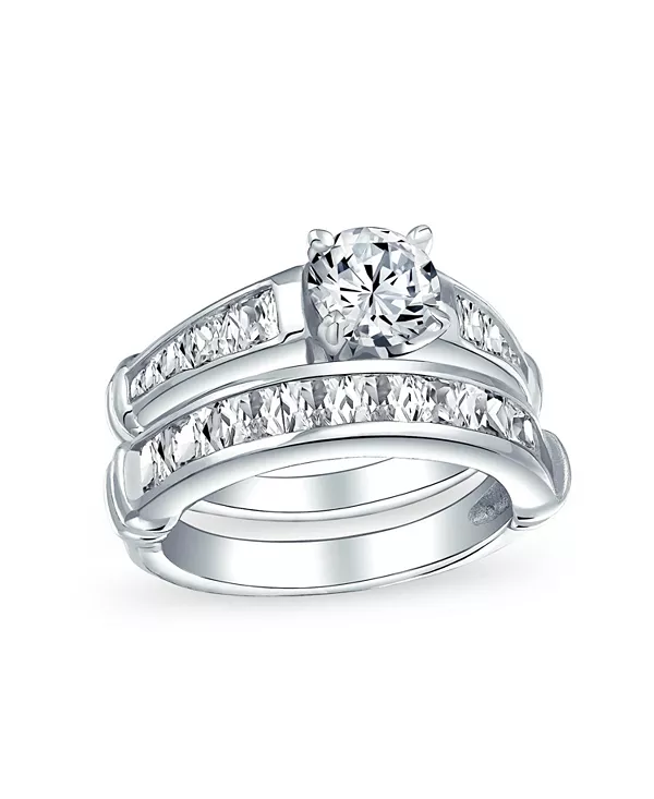 Классический комплект колец из стерлингового серебра с круглыми фианитами 2 карата и желобчатой оправой Bling Jewelry, silver
Классический комплект колец из стерлингового серебра с круглыми фианитами 2 карата и желобчатой оправой Bling Jewelry, silver