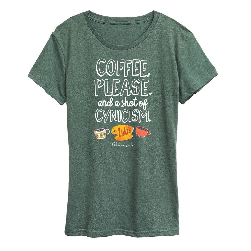 Женская футболка с рисунком Gilmore Girls Coffee Cynicism Licensed Character, цвет Heather Green
Женская футболка с рисунком Gilmore Girls Coffee Cynicism Licensed Character, цвет Heather Green