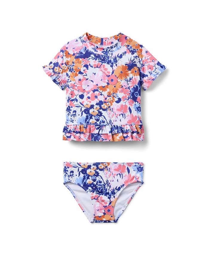 Детский короткий рукав с цветочным принтом - для малышей и подростков Janie and Jack, белый 
Детский короткий рукав с цветочным принтом - для малышей и подростков Janie and Jack, белый