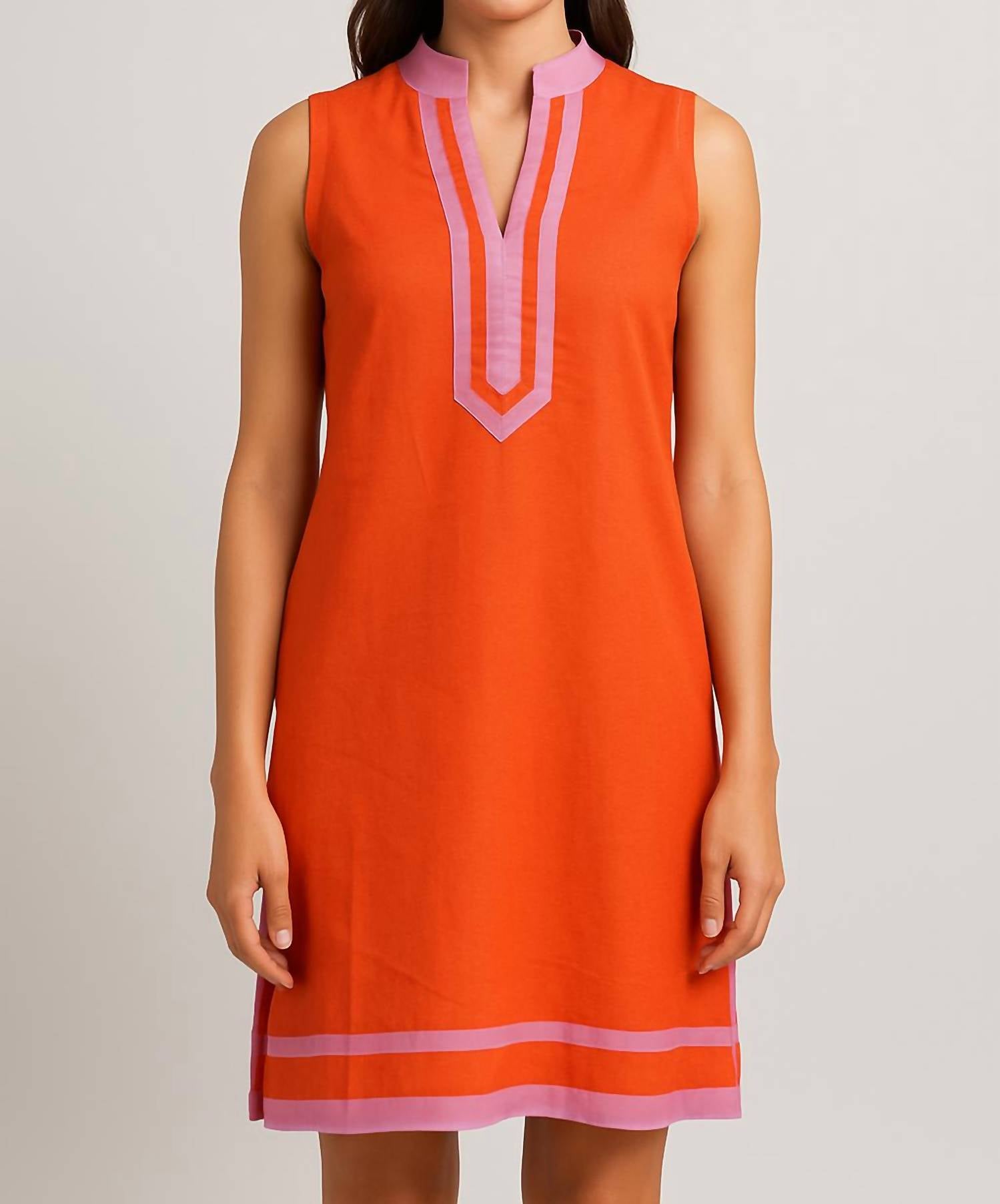 Мини-платье Tory в оранжевом цвете с розовой отделкой THML
Мини-платье Tory в оранжевом цвете с розовой отделкой THML