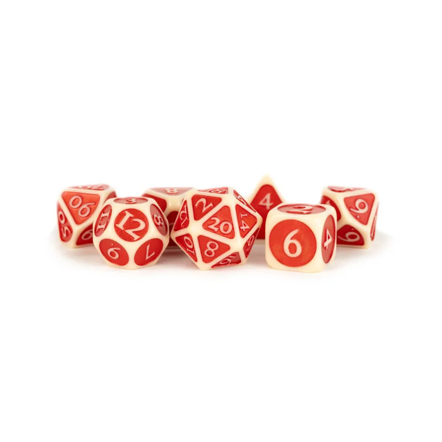 Набор кубиков цвета слоновой кости с красной эмалью (7), Acrylic Dice (Metallic Dice Games)
Набор кубиков цвета слоновой кости с красной эмалью (7), Acrylic Dice (Metallic Dice Games)