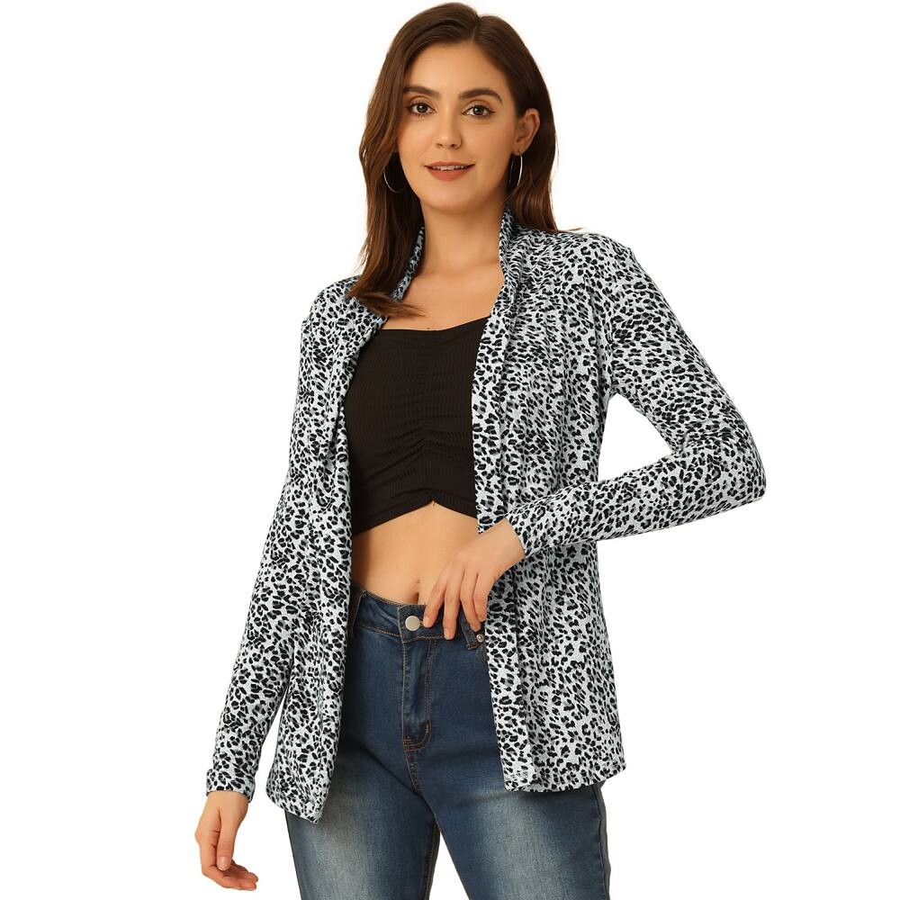 Женский осенний легкий кардиган с открытым передом и длинными рукавами ALLEGRA K, цвет Black White, Белый, Женский осенний легкий кардиган с открытым передом и длинными рукавами ALLEGRA K, цвет Black White 
Женский осенний легкий кардиган с открытым передом и длинными рукавами ALLEGRA K, цвет Black White, Белый, Женский осенний легкий кардиган с открытым передом и длинными рукавами ALLEGRA K, цвет Black White