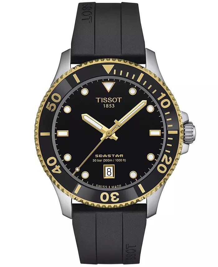Мужские часы Swiss Seastar 1000 с черным каучуковым ремешком, 40 мм Tissot, Двухцветный, Мужские часы Swiss Seastar 1000 с черным каучуковым ремешком, 40 мм Tissot
Мужские часы Swiss Seastar 1000 с черным каучуковым ремешком, 40 мм Tissot, Двухцветный, Мужские часы Swiss Seastar 1000 с черным каучуковым ремешком, 40 мм Tissot
