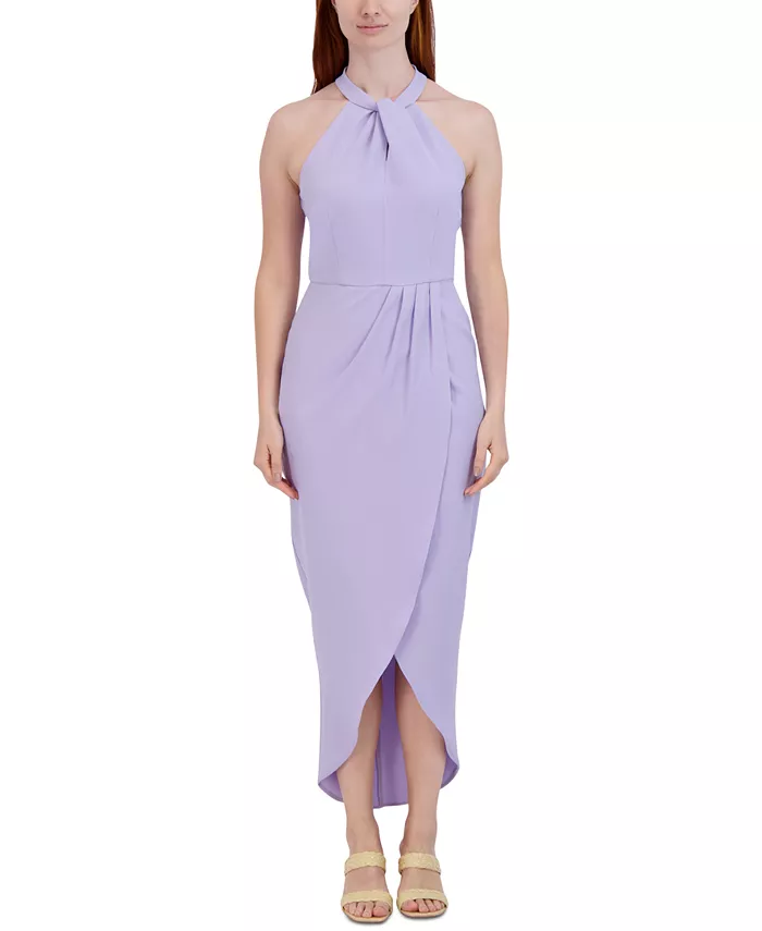 Платье миди с узлом на шее и тюльпанообразным подолом julia jordan, фиолетовый 
Платье миди с узлом на шее и тюльпанообразным подолом julia jordan, фиолетовый