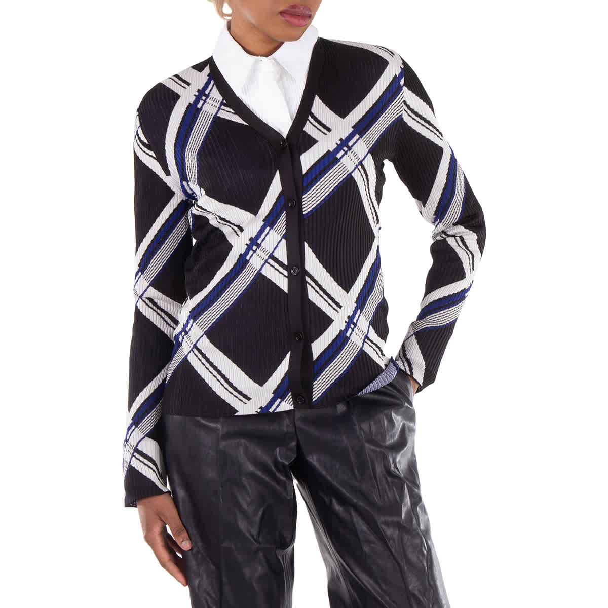 Барберри Чек-Жаккард V-образный вырез Шелковый кардиган Burberry, черный
Барберри Чек-Жаккард V-образный вырез Шелковый кардиган Burberry, черный