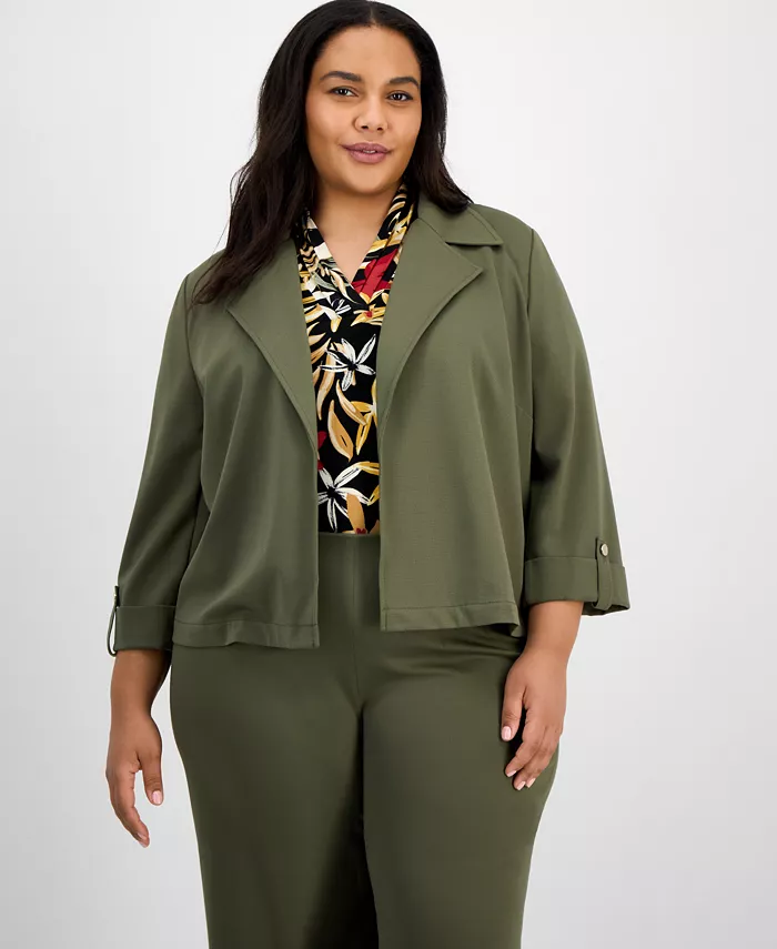 Пиджак больших размеров с драпировкой и открытым передом, рукавами 3/4 Anne Klein, зеленый
Пиджак больших размеров с драпировкой и открытым передом, рукавами 3/4 Anne Klein, зеленый