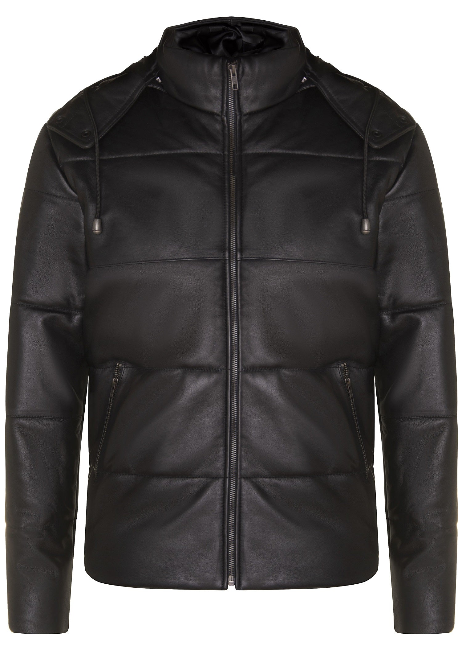 Мужская кожаная куртка-пуховик с капюшоном TruClothing, черный
Мужская кожаная куртка-пуховик с капюшоном TruClothing, черный