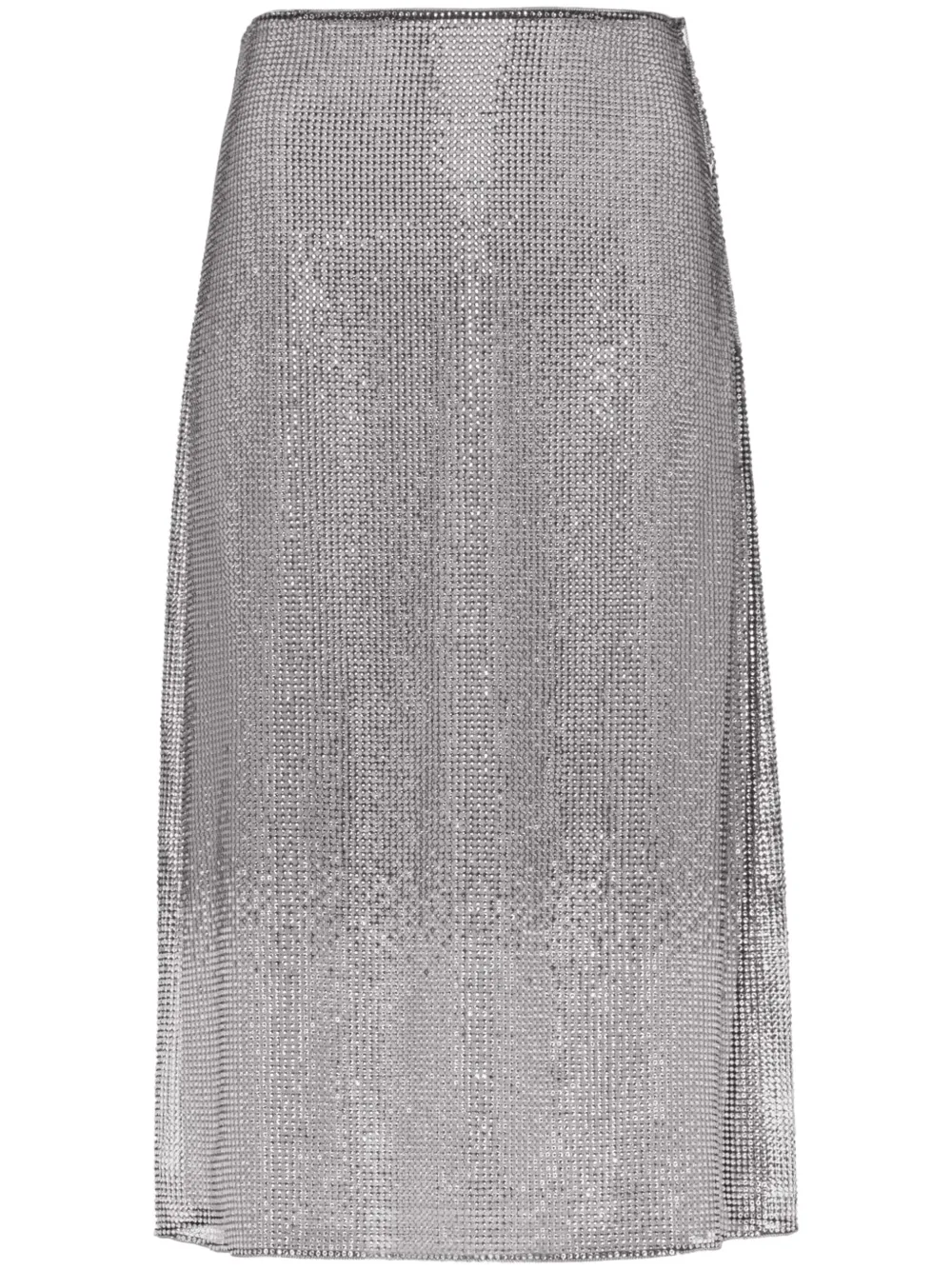 Сетчатая юбка миди со стразами Prada, серебяный
Сетчатая юбка миди со стразами Prada, серебяный