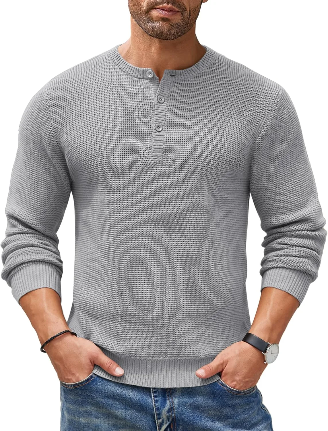 Мужской свитер Henley с длинными рукавами и пуговицами, Casual, Waffle Texture COOFANDY
Мужской свитер Henley с длинными рукавами и пуговицами, Casual, Waffle Texture COOFANDY