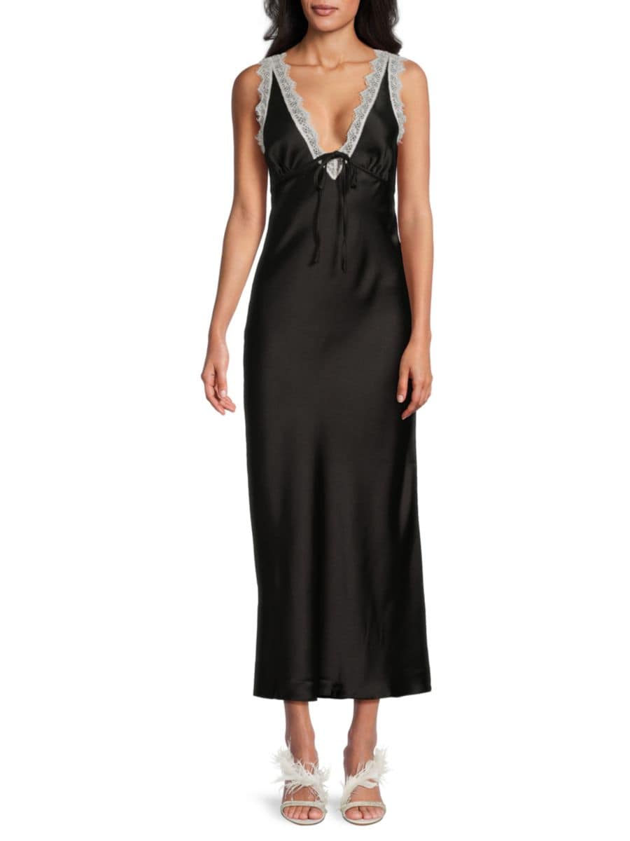 Атласное платье-комбинация миди с кружевной отделкой Bebe, черный/белый
Атласное платье-комбинация миди с кружевной отделкой Bebe, черный/белый