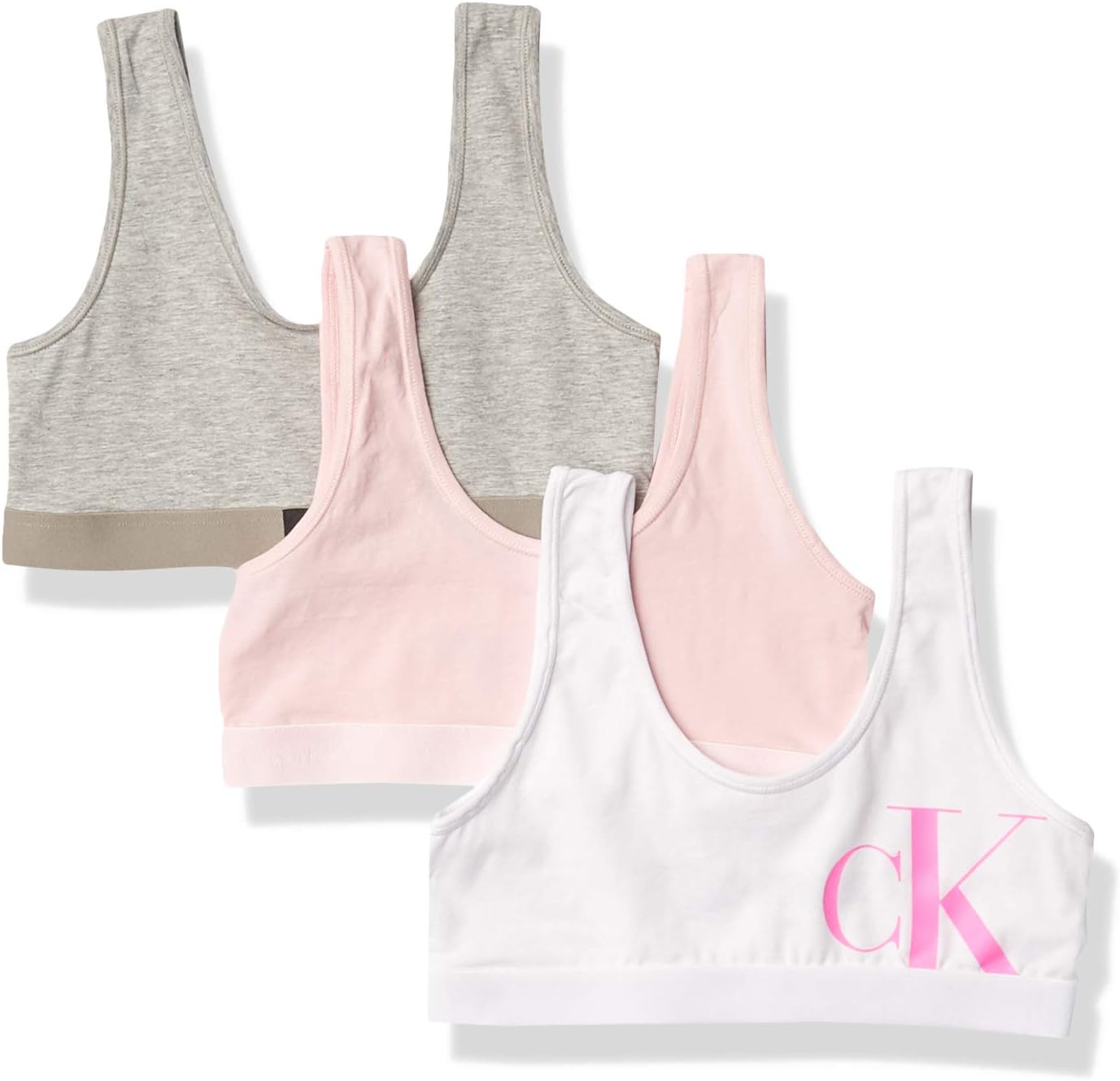 Комплект из 3 бюстгальтеров-бралеттов Calvin Klein Girls Modern Cotton, 3 Pack-Crystal Pink/Heather Grey/White
Комплект из 3 бюстгальтеров-бралеттов Calvin Klein Girls Modern Cotton, 3 Pack-Crystal Pink/Heather Grey/White