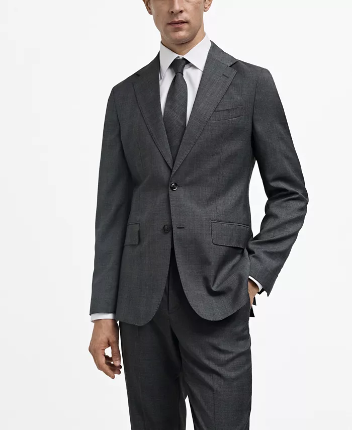 Мужской приталенный пиджак из чистой шерсти MANGO, серый 
Мужской приталенный пиджак из чистой шерсти MANGO, серый