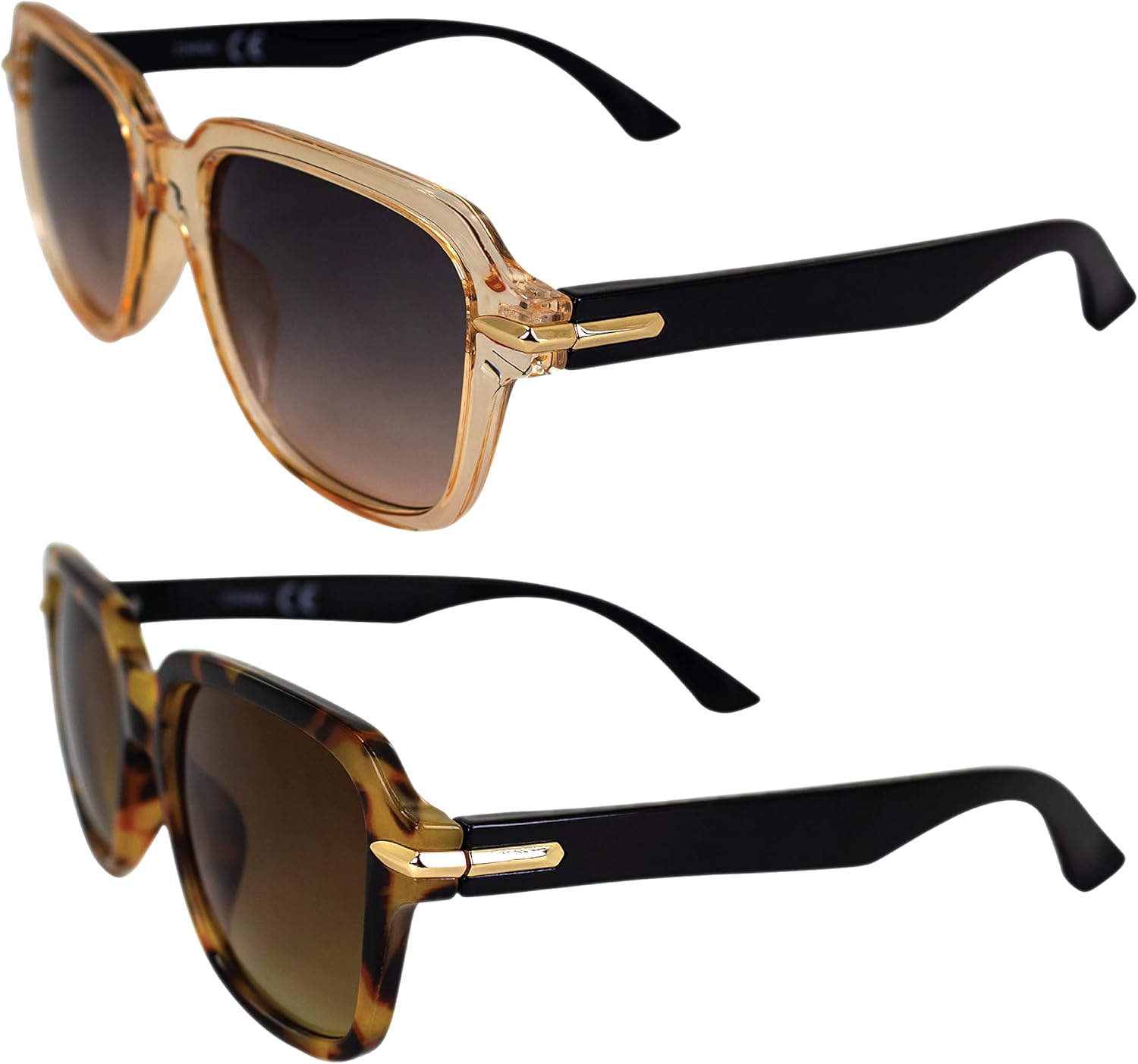 Солнцезащитные очки AlterImage Sunset Fashion Retro для женщин, 2 пары, прозрачная и черепаховая оправа с золотистыми металлическими акцентами и градиентными коричневыми линзами, Clear-brown/Tortoise-brown
Солнцезащитные очки AlterImage Sunset Fashion Retro для женщин, 2 пары, прозрачная и черепаховая оправа с золотистыми металлическими акцентами и градиентными коричневыми линзами, Clear-brown/Tortoise-brown