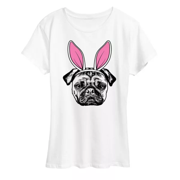 Женская футболка с принтом мопса и заячьими ушками Licensed Character, белый
Женская футболка с принтом мопса и заячьими ушками Licensed Character, белый