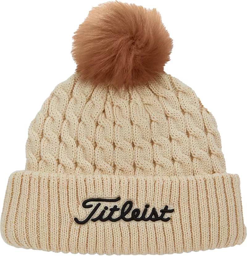 Женская вязаная шапка для гольфа Titleist с помпоном, цвет Bone/Black 
Женская вязаная шапка для гольфа Titleist с помпоном, цвет Bone/Black