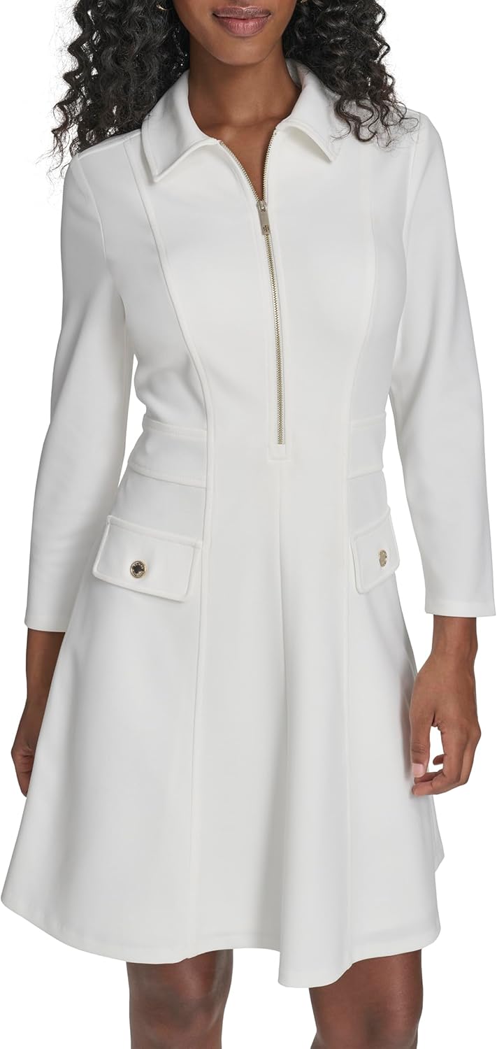 Женское платье Tommy Hilfiger из крепа-скубы с рукавами 3/4 и воротником, облегающее и расклешенное, Ivory
Женское платье Tommy Hilfiger из крепа-скубы с рукавами 3/4 и воротником, облегающее и расклешенное, Ivory