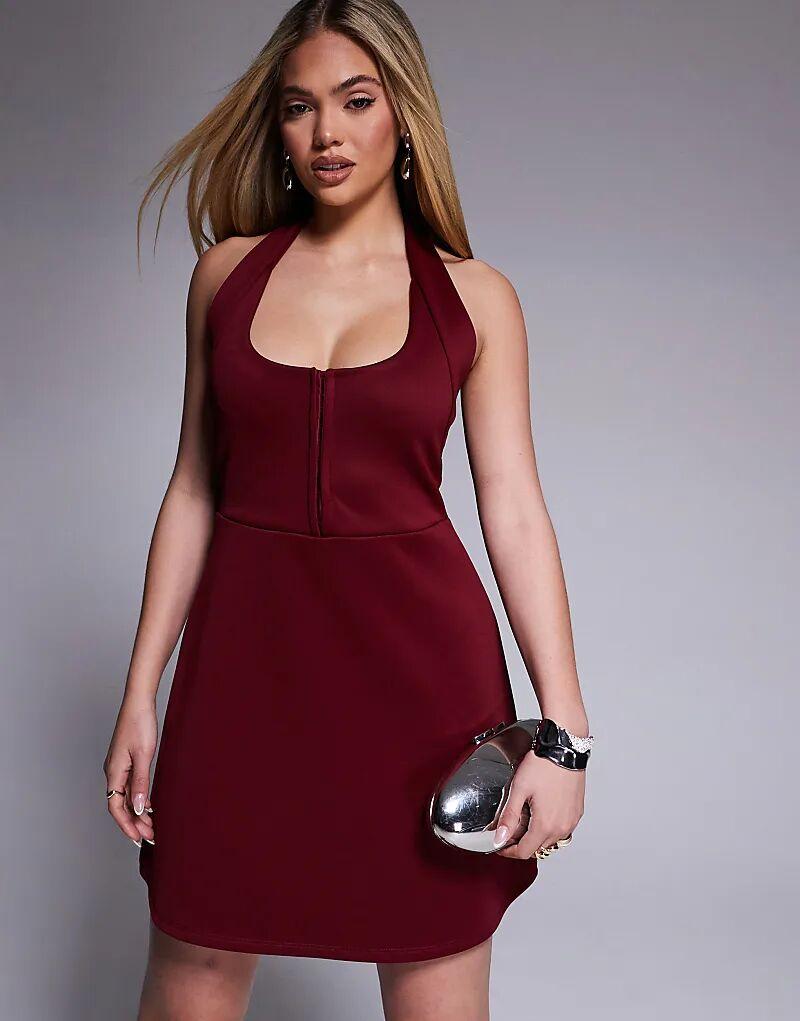 Мини-платье с вырезом лодочкой и бретелью через шею с отделкой крючками и петлями винного цвета ASOS DESIGN
Мини-платье с вырезом лодочкой и бретелью через шею с отделкой крючками и петлями винного цвета ASOS DESIGN