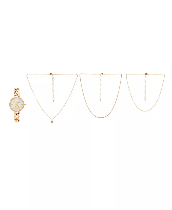 Женские золотистые часы-браслет 34 мм и подарочный набор из 3-х колье Jessica Carlyle
Женские золотистые часы-браслет 34 мм и подарочный набор из 3-х колье Jessica Carlyle