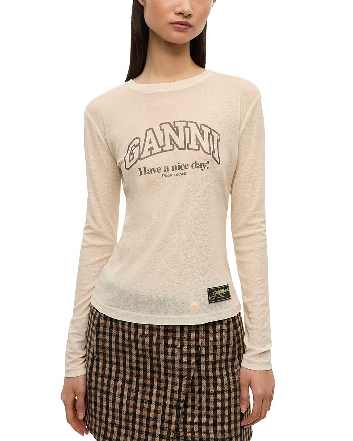 Длинный рукав с принтом из меланжевой сетки GANNI, белый
Длинный рукав с принтом из меланжевой сетки GANNI, белый